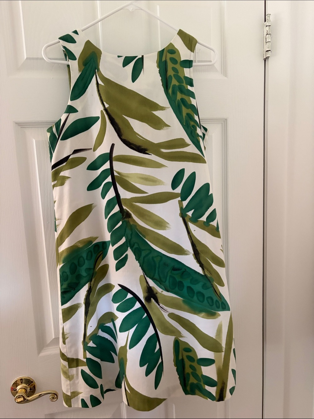 Van Heusen White Dress with Green Leaf Print